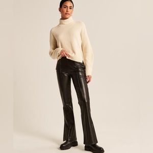 A&F flare split hem vegan leather pants